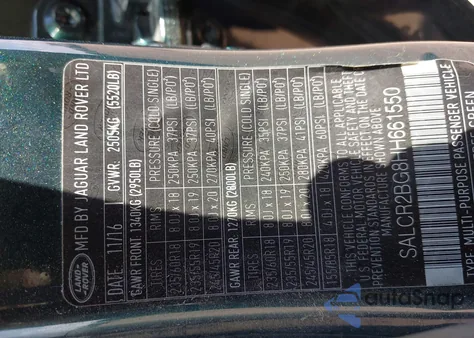 2017 Land Rover Discovery Sport Hse from USA, damaged, VIN SALCR2BG8HH661550